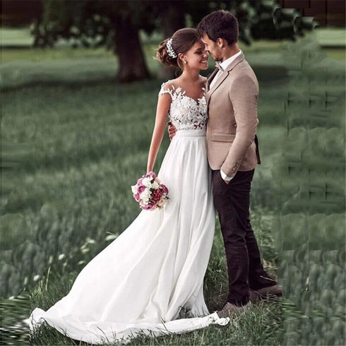 Elegant Lace Boho Beach Wedding Dress for Bride to Be